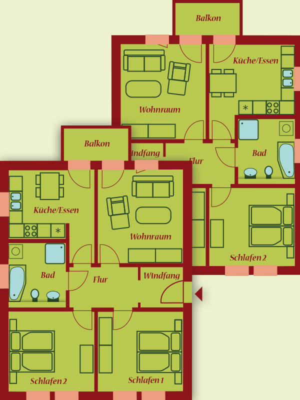 Grundrisszeichnungen für Burger Spree-Appartements